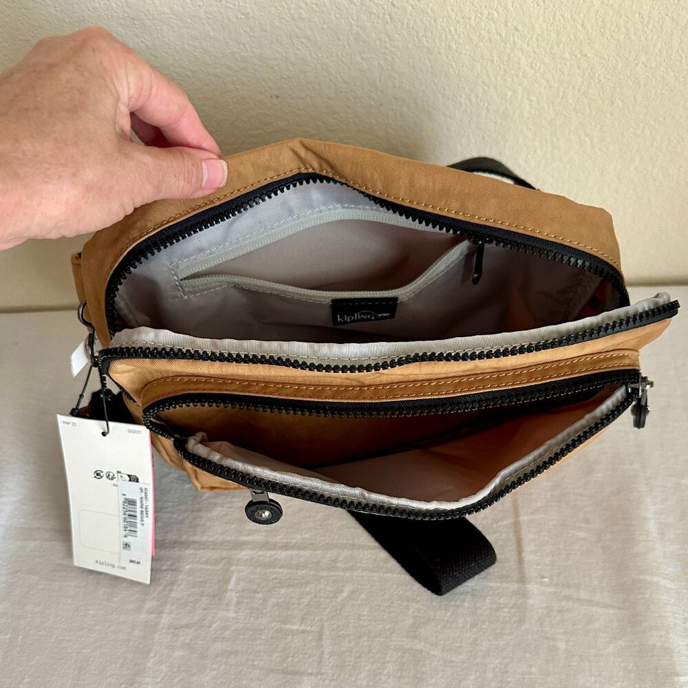 Kipling Tarry Hip Or Sling Crossbody Bag Mustard Beige Lightweight KIA8X7 (NEW) - Picture 9 of 16